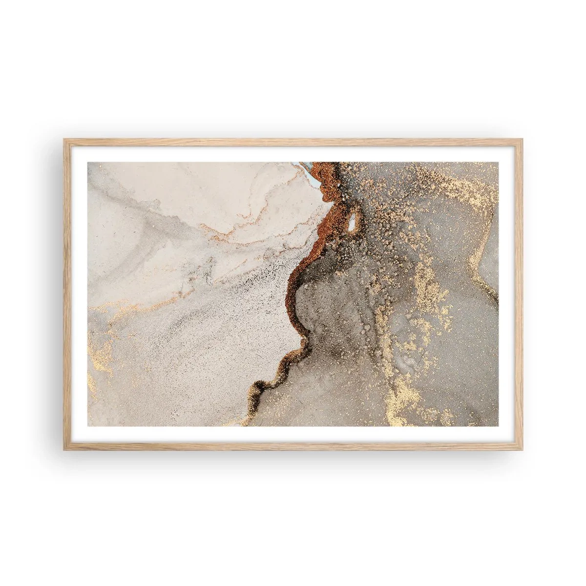 Plakat i ramme af lyst egetræ - På farvegrænsen - 91x61 cm