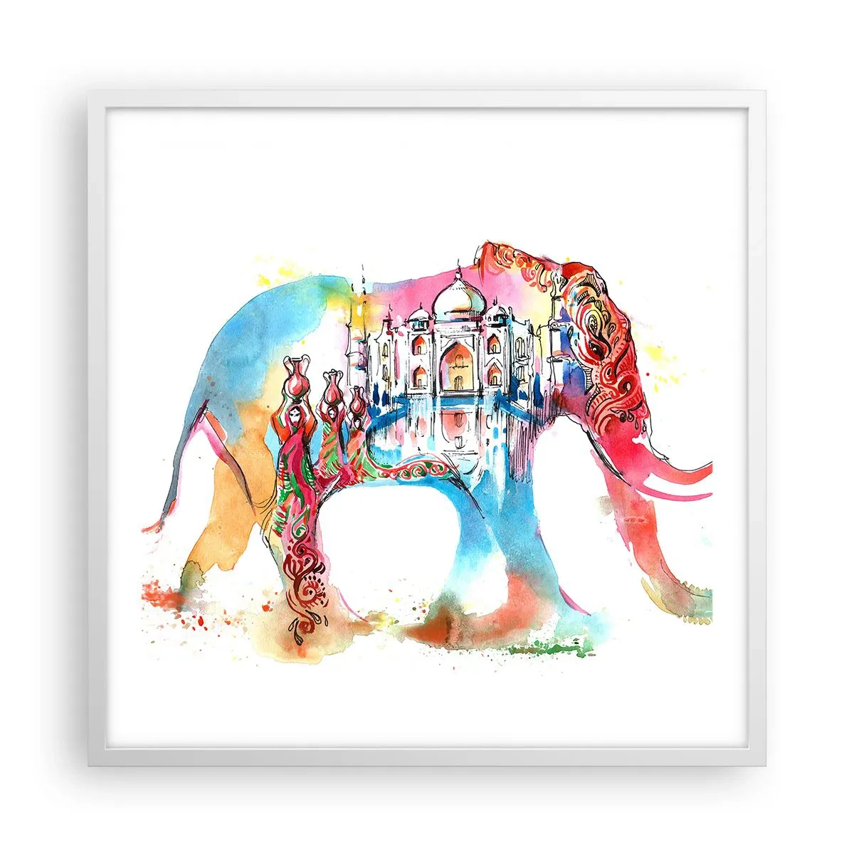 Plakat i hvid ramme - Indien - kærlighedens aura - 60x60 cm