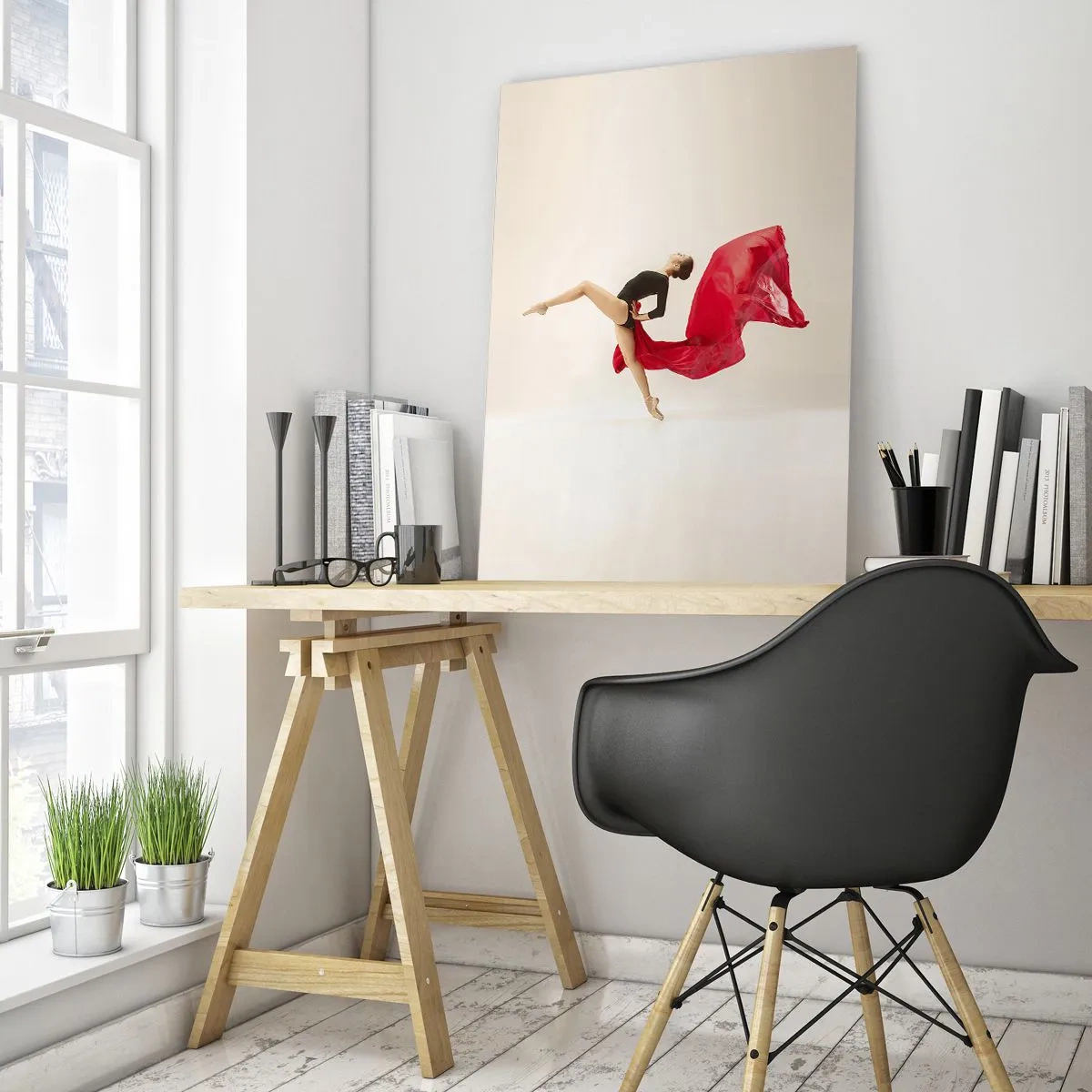 Billede på glas - Rød og sort - 50x70 cm
