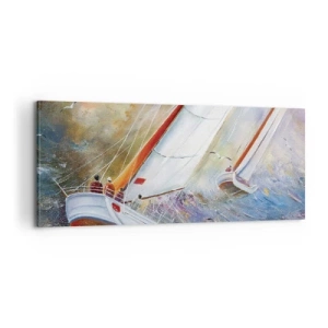 Lærredstryk - Billede på lærred - Løber på bølgerne - 100x40 cm