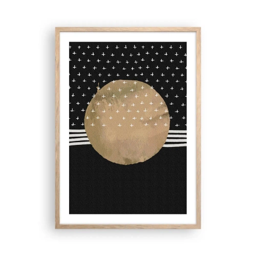 Plakat i ramme af lyst egetræ - Komposition: galaksens flag - 50x70 cm