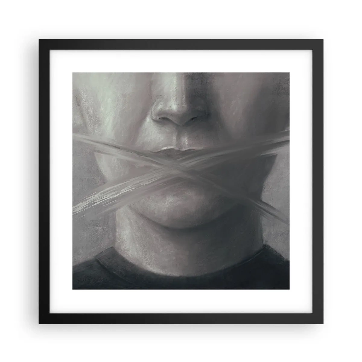 Plakat i sort ramme - Ikke et ord - 40x40 cm