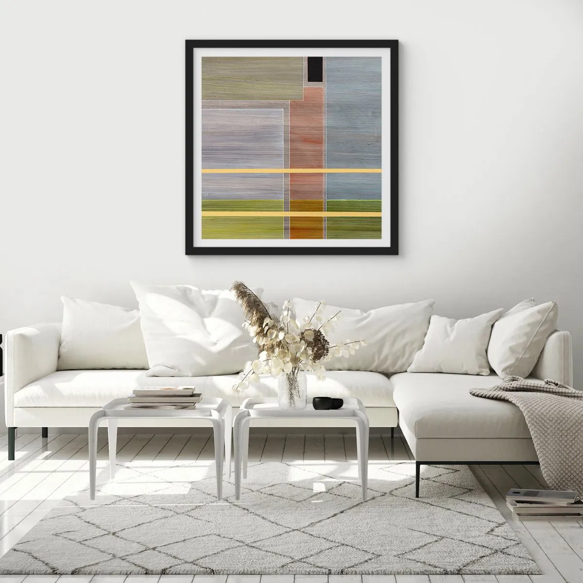 Plakat i sort ramme - Lige og rolig - 50x50 cm