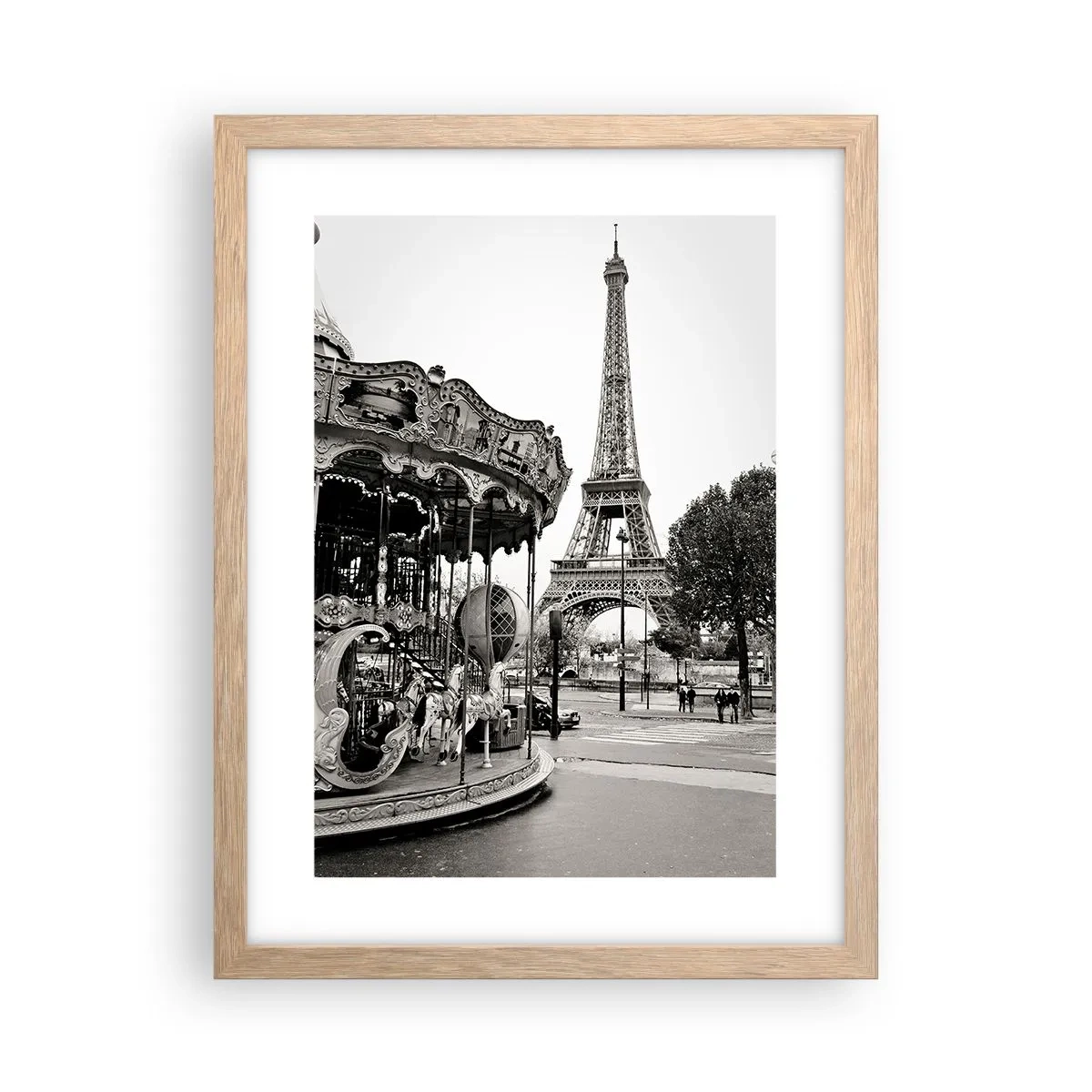 Plakat i ramme af lyst egetræ - Når der gælder sjov, er det kun i Paris - 30x40 cm