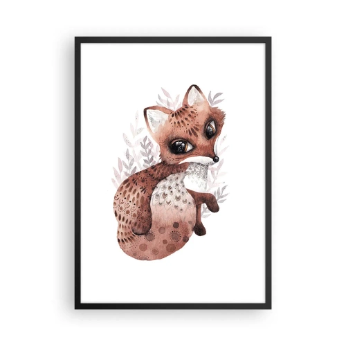 Plakat i sort ramme - En sød akvarel ræv på en hvid baggrund - 50x70cm - Kun kærlighed - Moderne vægdekoration til stue og soveværelse ARTTOR