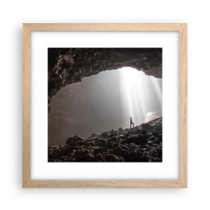 Plakat i ramme af lyst egetræ - Lysende grotte - 30x30 cm