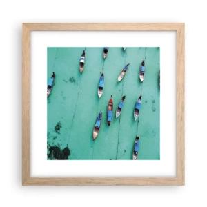 Plakat i ramme af lyst egetræ - I glædelig forventning - 30x30 cm