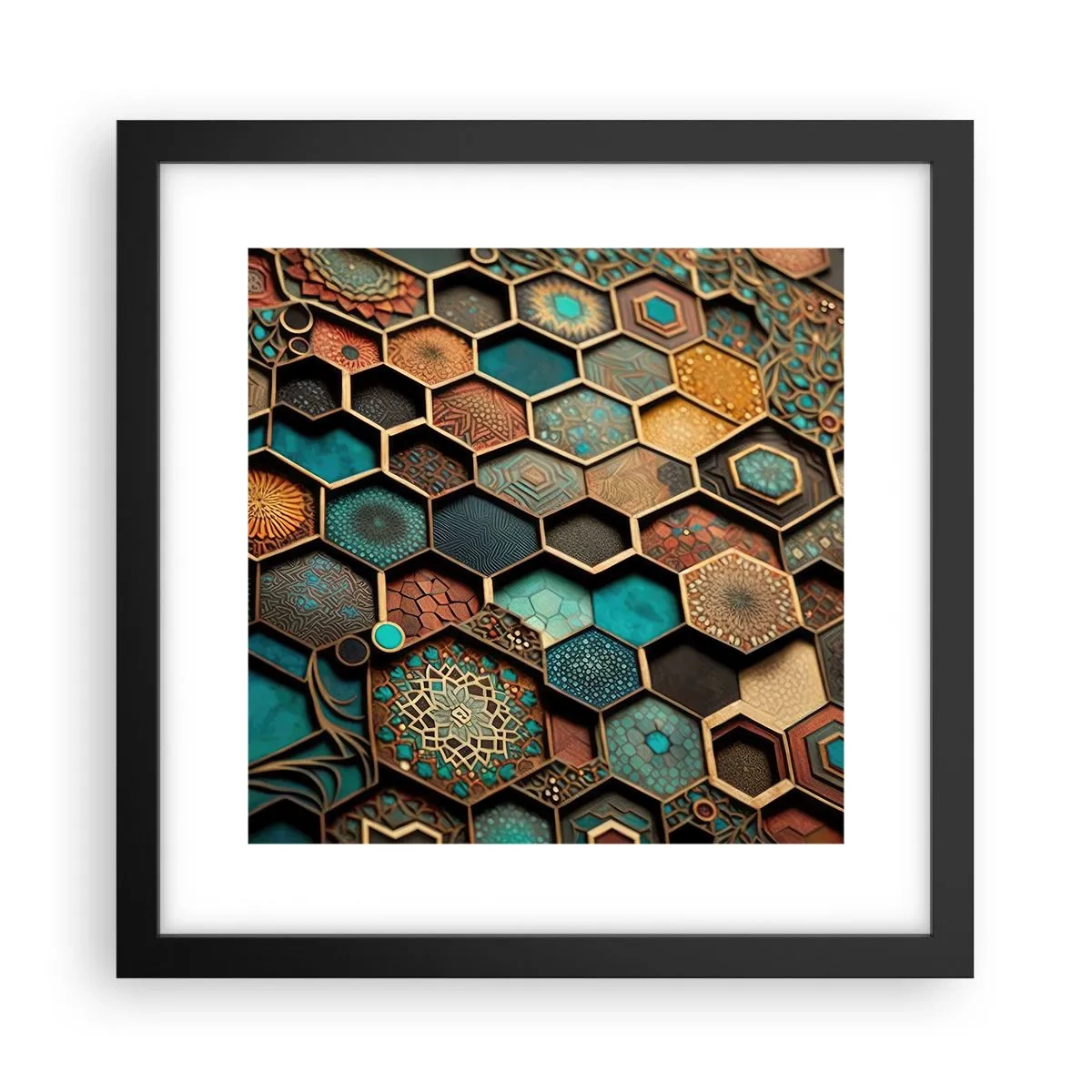 Plakat i sort ramme - Arabiske ornamenter - en variation - 30x30 cm