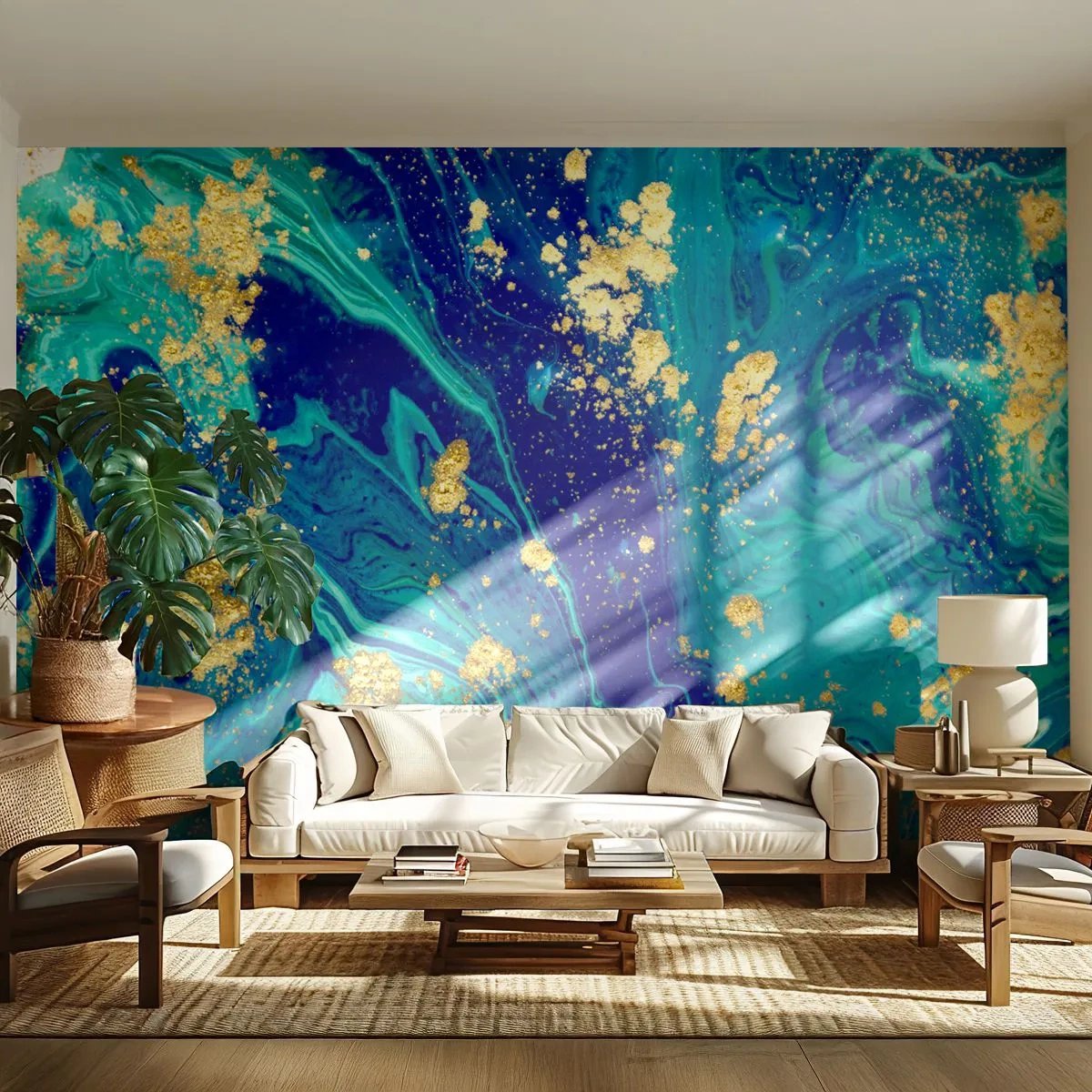 Fototapet Premium Sand - Solblade - Abstraktion, Stykke, Grafik - 100x70 cm