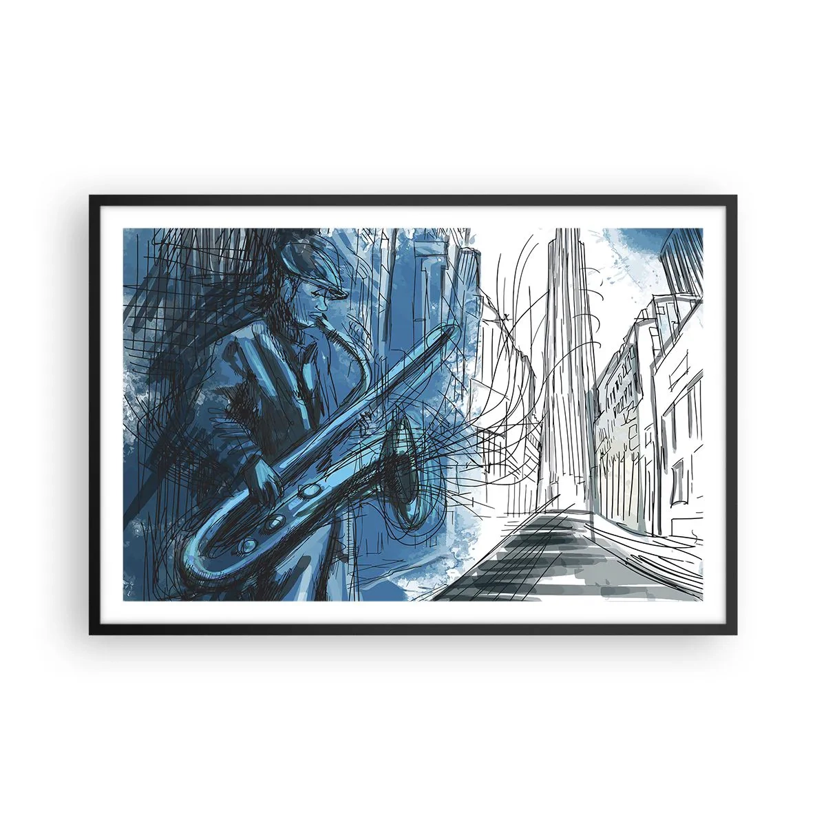 Plakat i sort ramme - Byens rapsodi - 91x61 cm