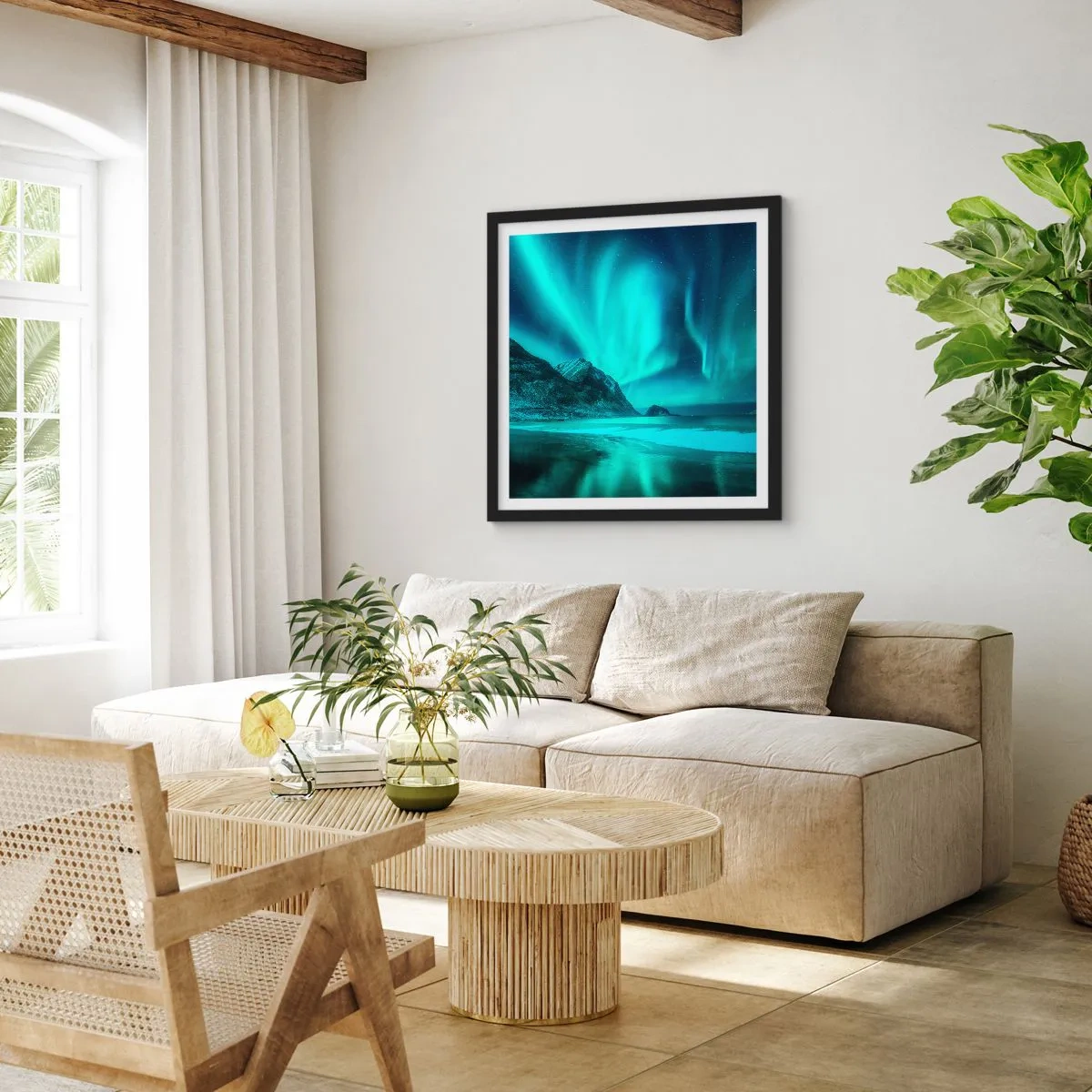 Plakat i sort ramme - Nordens vidundere - 60x60 cm