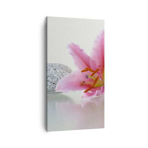 Lærredstryk - Billede på lærred - Et studie i rosa, grå og hvid - 45x80 cm