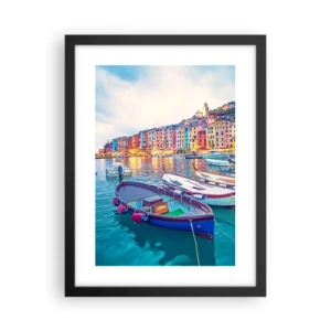 Plakat i sort ramme - En farverig aften i havnen - 30x40 cm