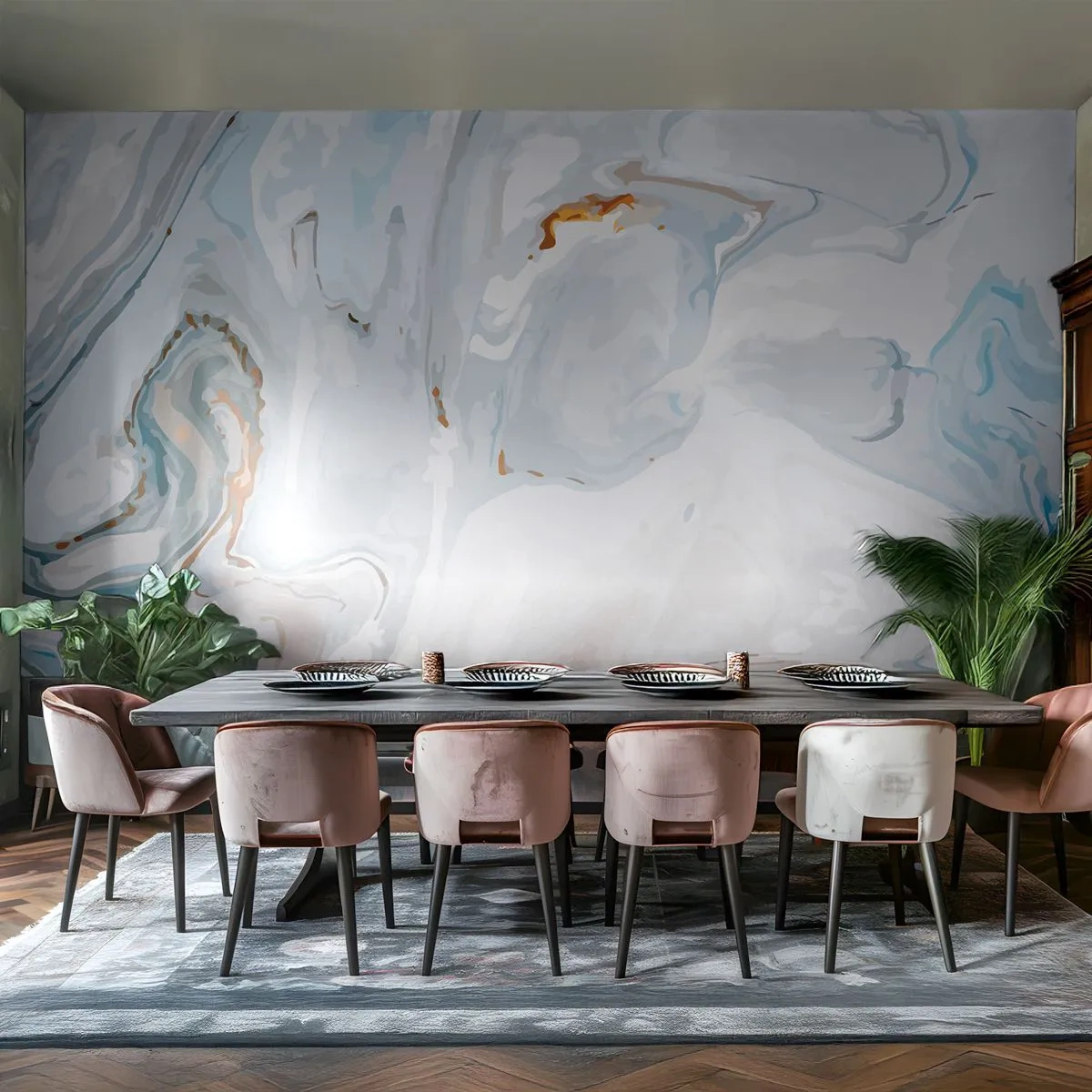 Fototapet Standard Eco - Hvid opløftet - Abstraktion, Stykke, Moderne mønster - 400x280 cm