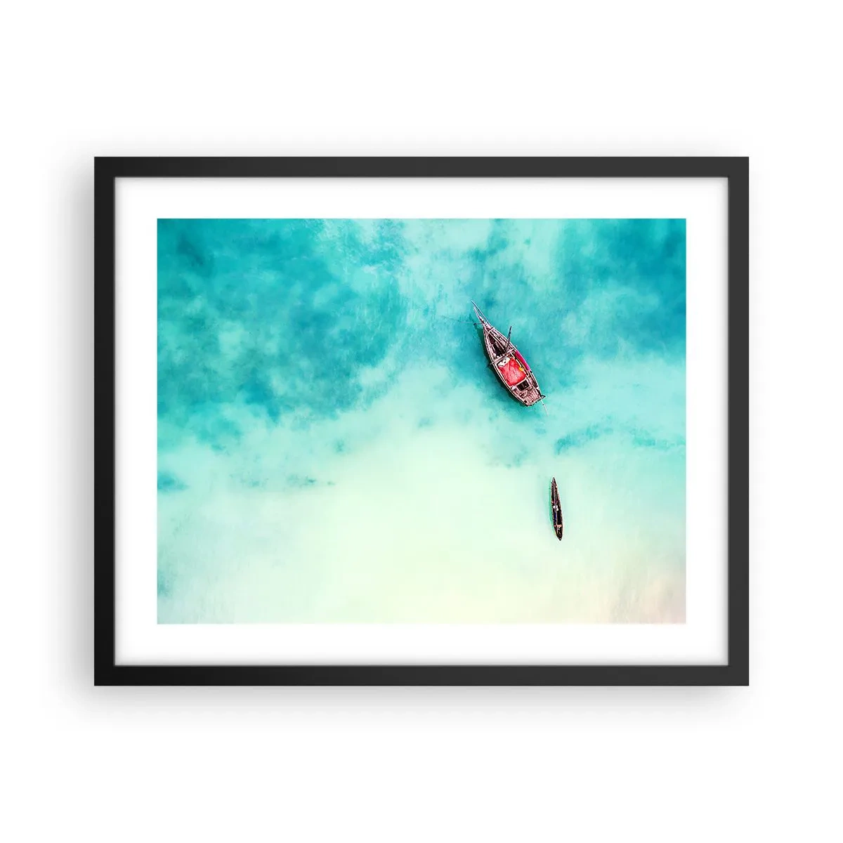 Plakat i sort ramme - For på Zanzibars strande, når det overskydende vand... - 50x40 cm