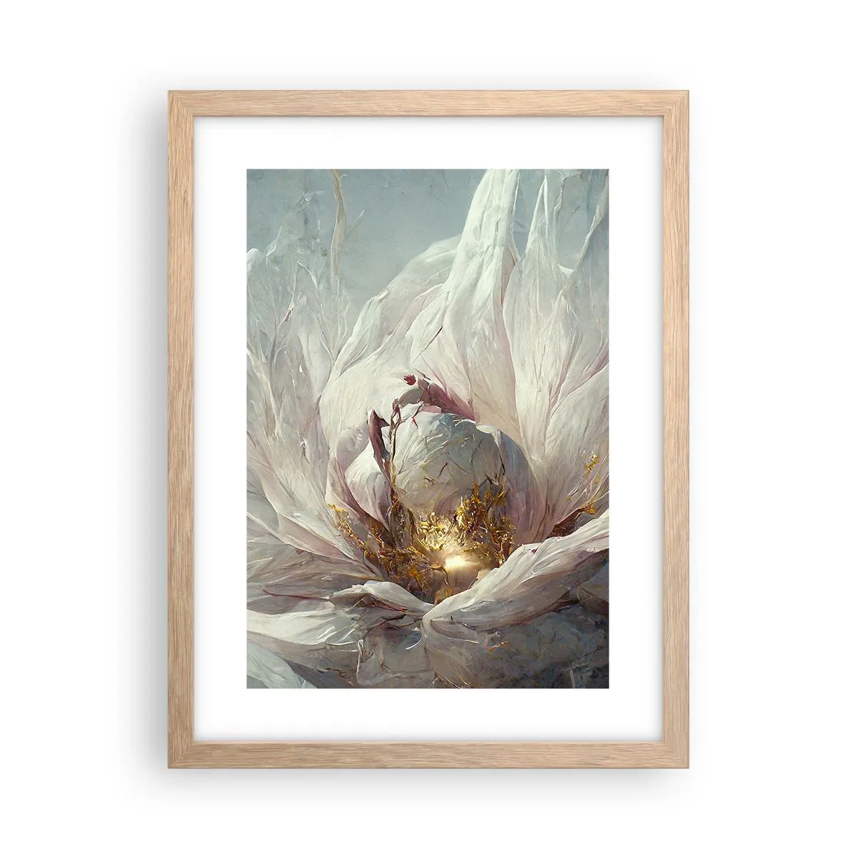 Plakat i ramme af lyst egetræ - Blomstrer en gang om hundrede år - 30x40 cm