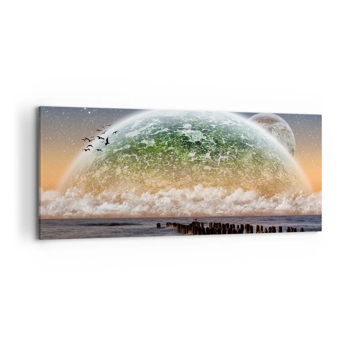 Lærredstryk - Billede på lærred - Og verden kom op af vandet - 120x50 cm