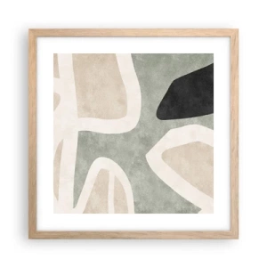 Plakat i ramme af lyst egetræ - Komposition med et sort tema - 40x40 cm