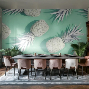 Fototapet Selvklæbende Deluxe Sticker - passer godt sammen med mynte - Abstraktion, Ananas, Stykke - 150x105 cm