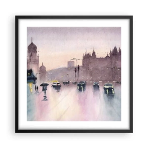 Plakat i sort ramme - I en regnfuld tåge - 50x50 cm