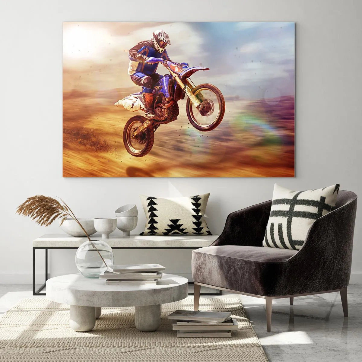 Billede på glas - Svimmelhed på motorcykel - 120x80 cm