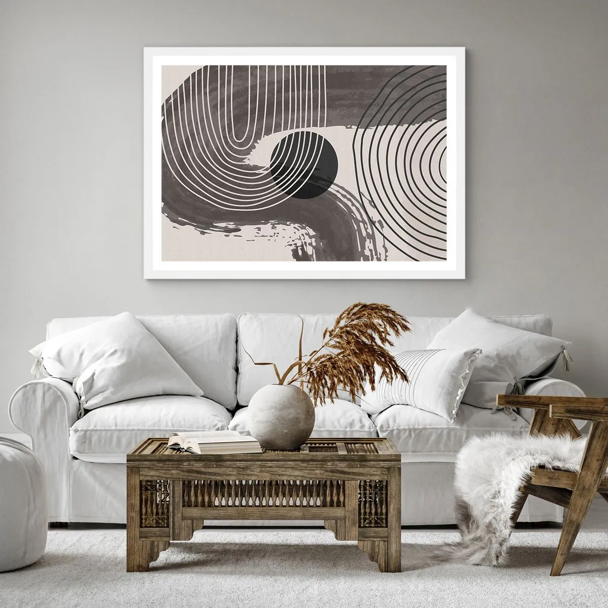 Plakat i hvid ramme - Oval vinder - 60x60 cm