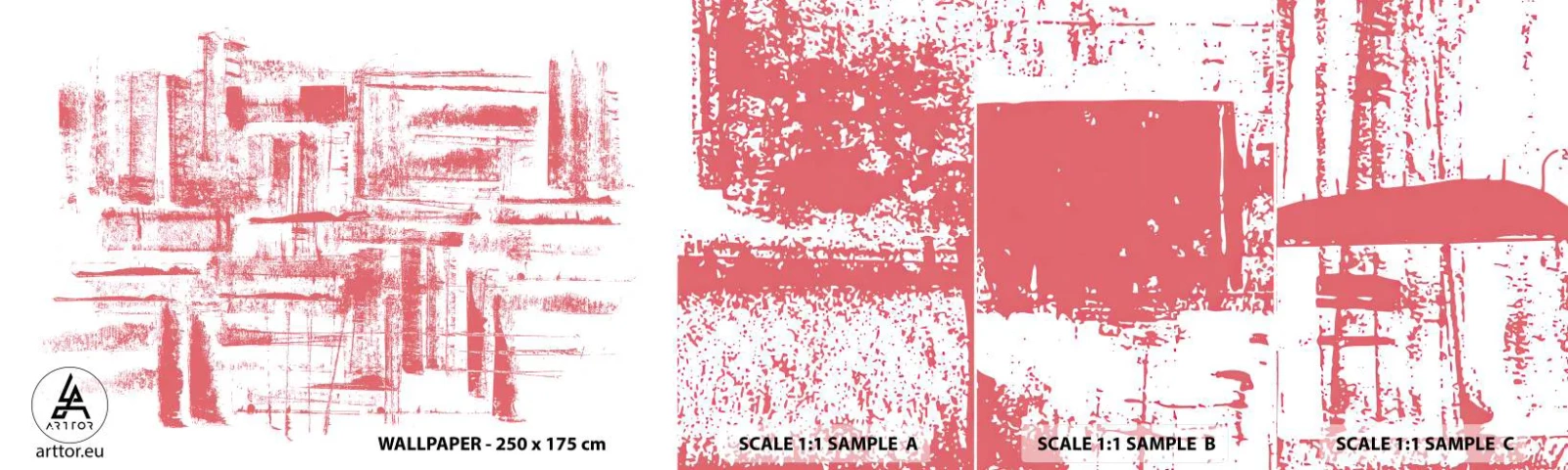 Fototapet Prøve Standard Eco - Rød by - Abstraktion, Grafik, Maleri - 100x30 cm