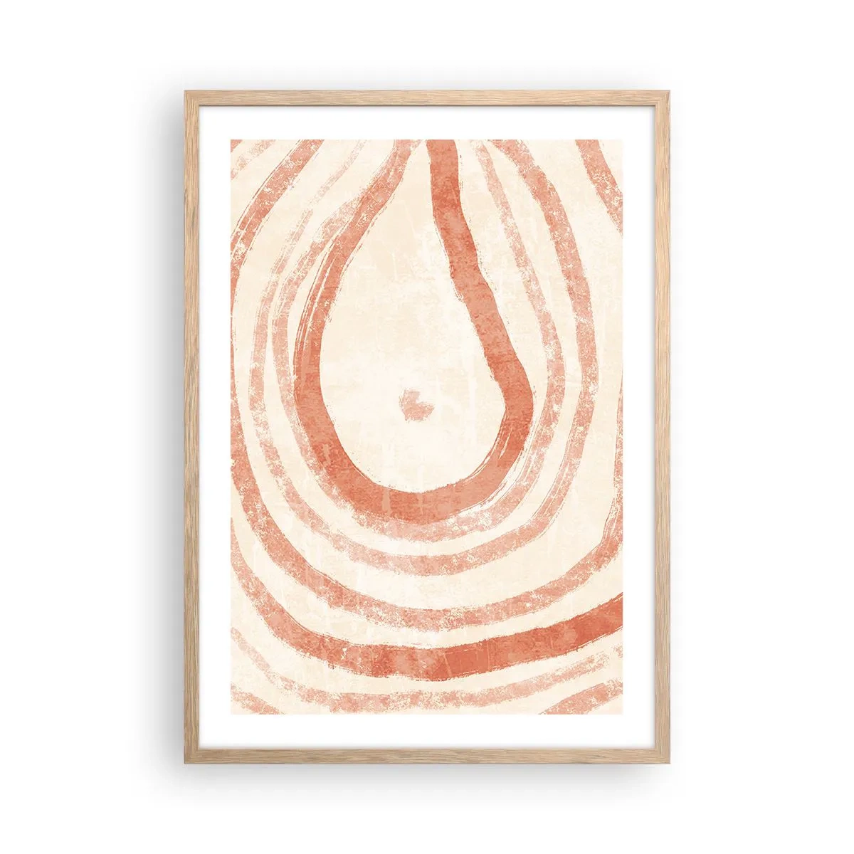 Plakat i ramme af lyst egetræ - Koralcirkler - komposition - 50x70 cm