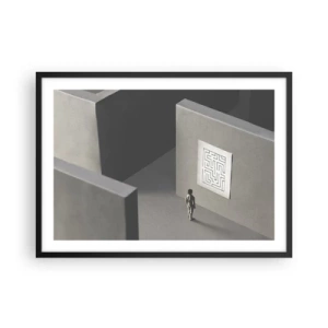 Plakat i sort ramme - Men hvor er jeg? - 70x50 cm