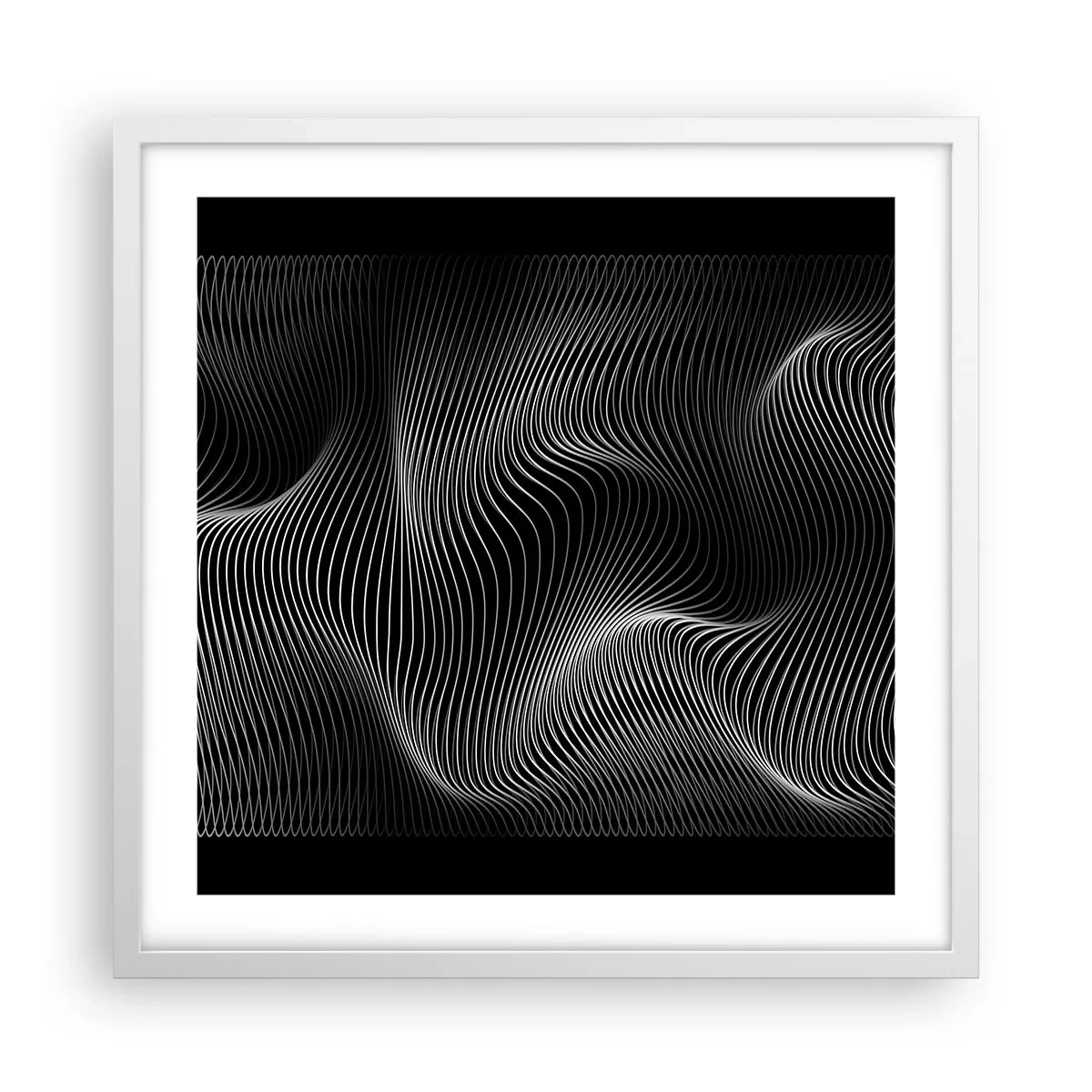 Plakat i hvid ramme - Lysets dans i rummet - 50x50 cm