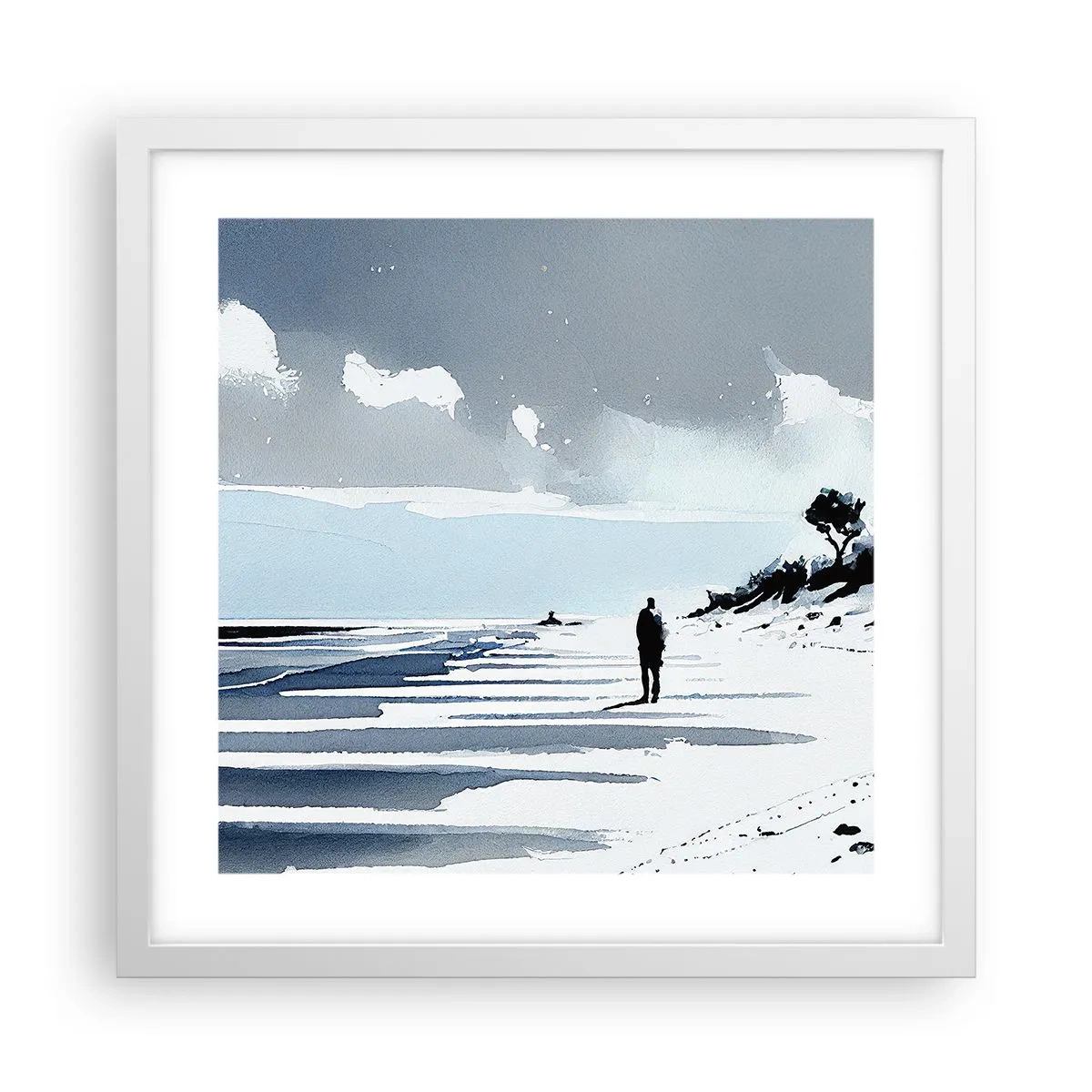 Plakat i hvid ramme - Alene - 40x40 cm