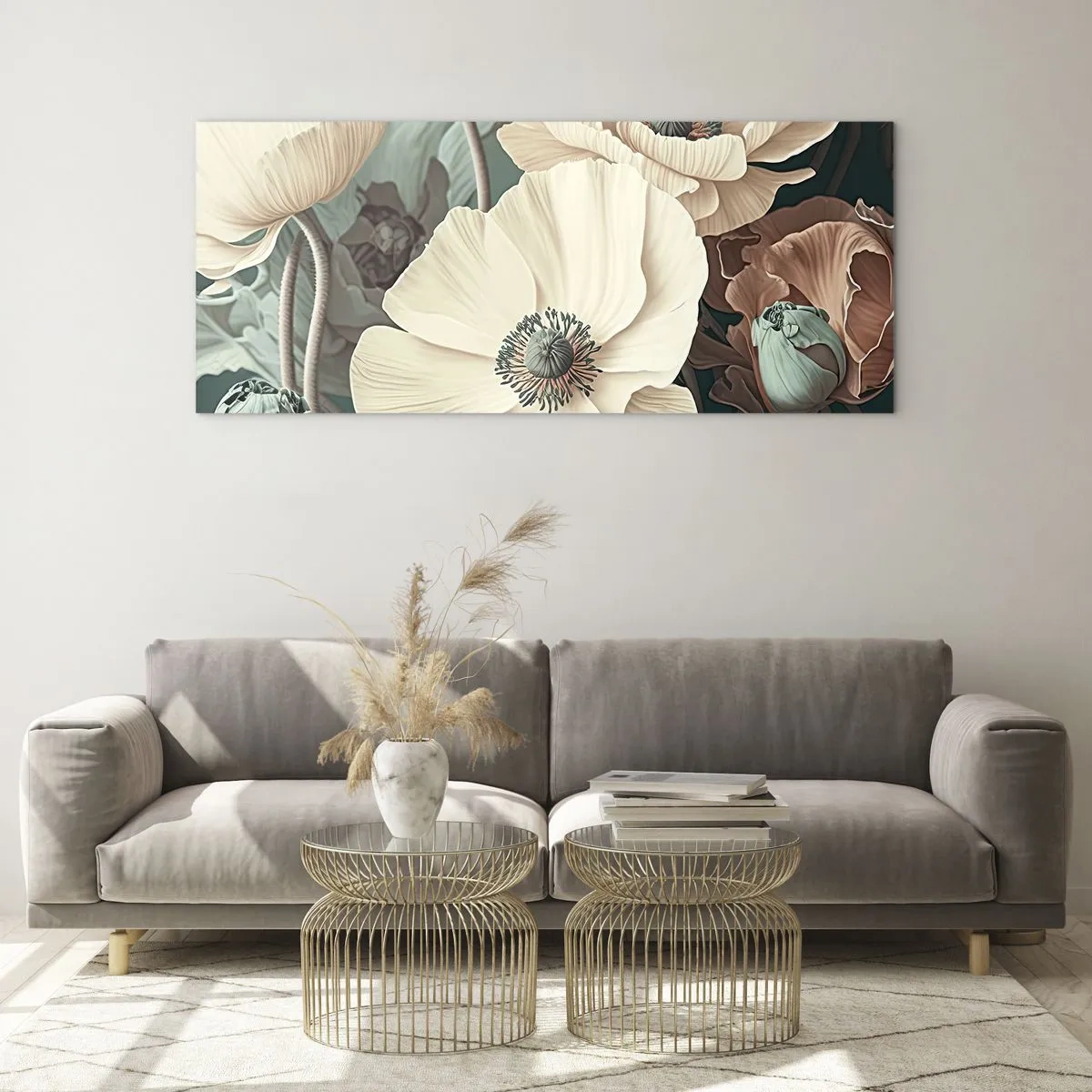 Billede på glas - Valmuernes hvisken - 140x50 cm