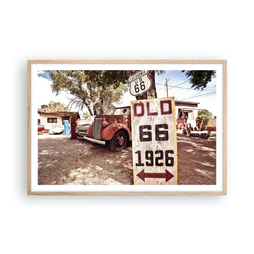 Plakat i ramme af lyst egetræ - En legende om det amerikanske landskab - 91x61 cm
