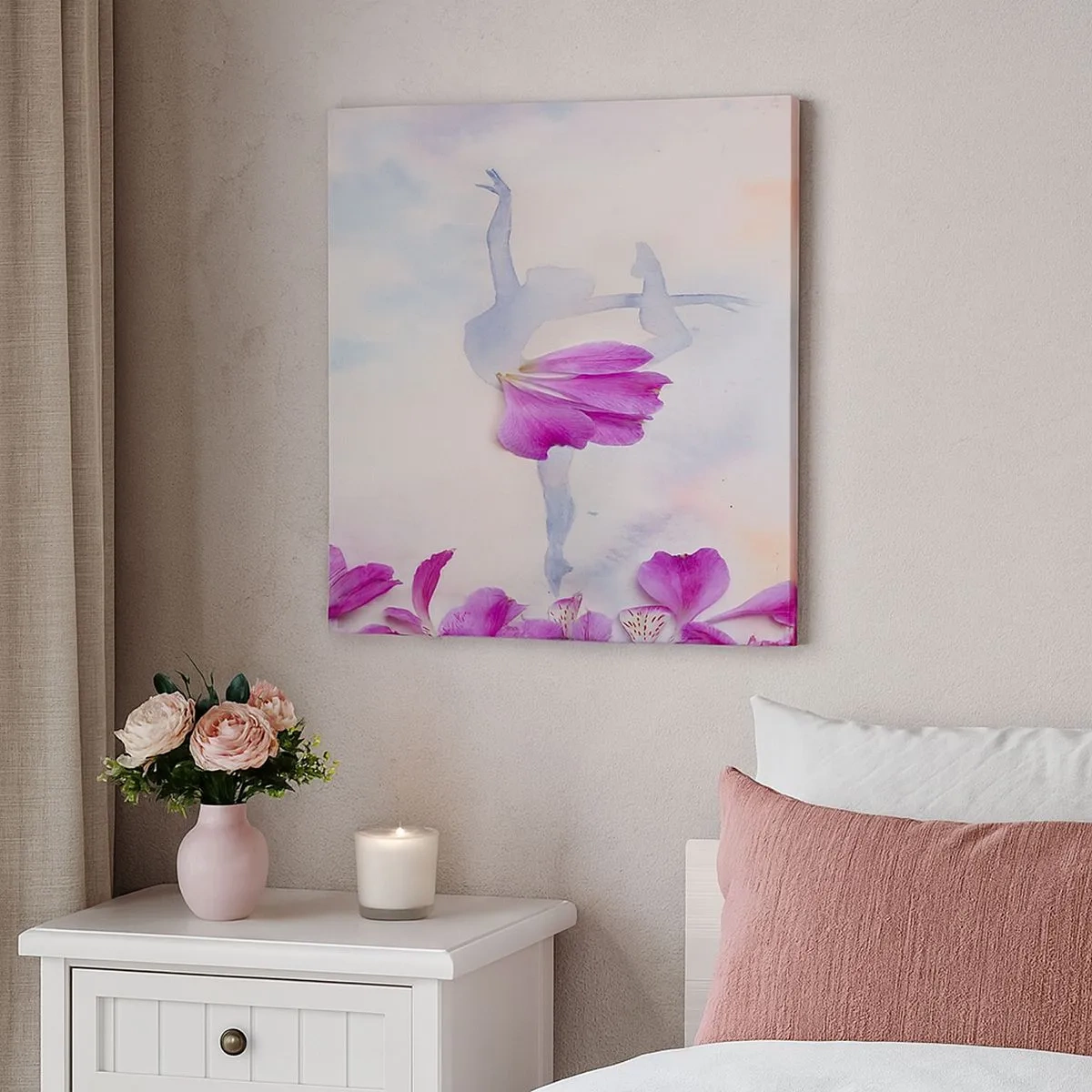 Lærredstryk - Billede på lærred - Delikat som en blomst - 30x30 cm