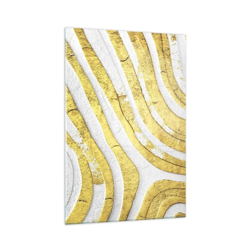 Billede på glas - Sammensætning i hvidt og guld - 70x100 cm