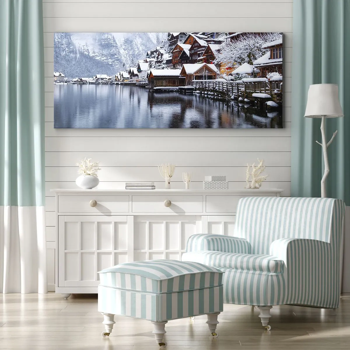 Lærredstryk - Billede på lærred - I en vinterdekoration - 100x40 cm