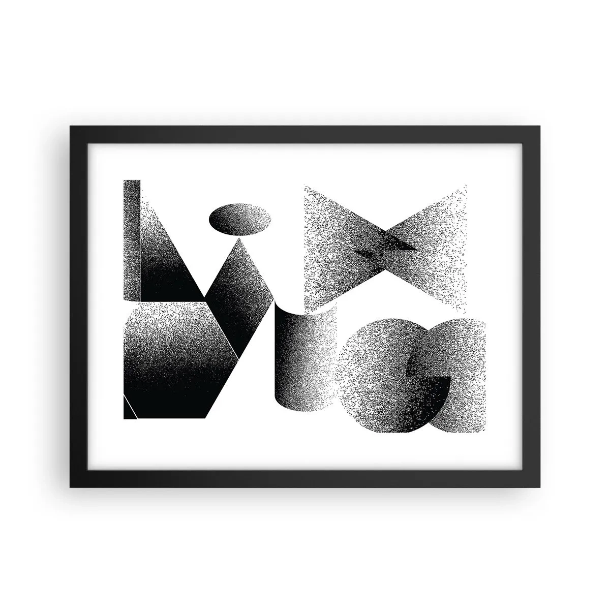 Plakat i sort ramme - Vinkler og ovaler - 40x30 cm