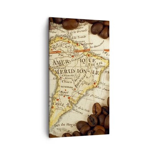 Lærredstryk - Billede på lærred - Hvor kommer den bedste kaffe fra? - 45x80 cm