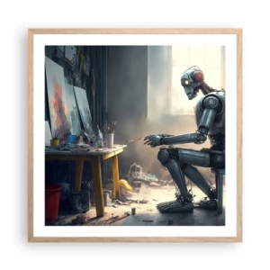 Plakat i ramme af lyst egetræ - Den skabende handling - 60x60 cm
