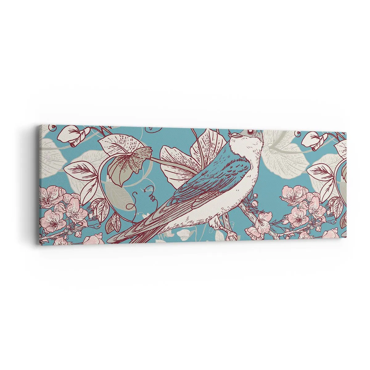 Lærredstryk - Billede på lærred - I de hvide skove kvidrende og sølvfarvede - 90x30 cm