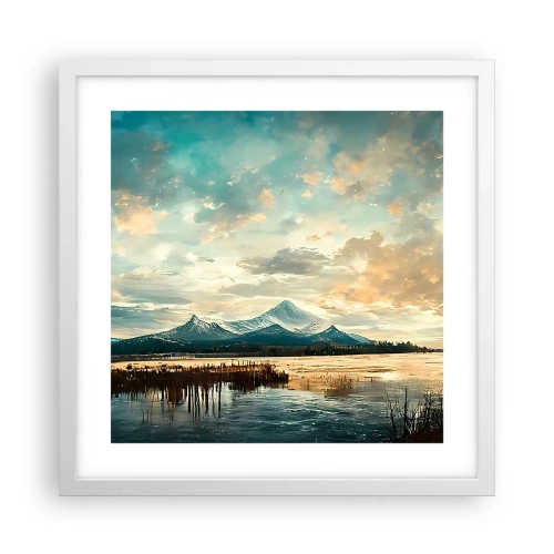 Plakat i hvid ramme - Under himlens beskyttelse - 40x40 cm
