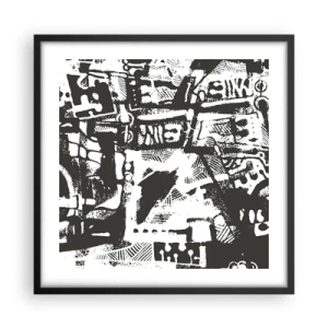 Plakat i sort ramme - Orden eller kaos? - 50x50 cm