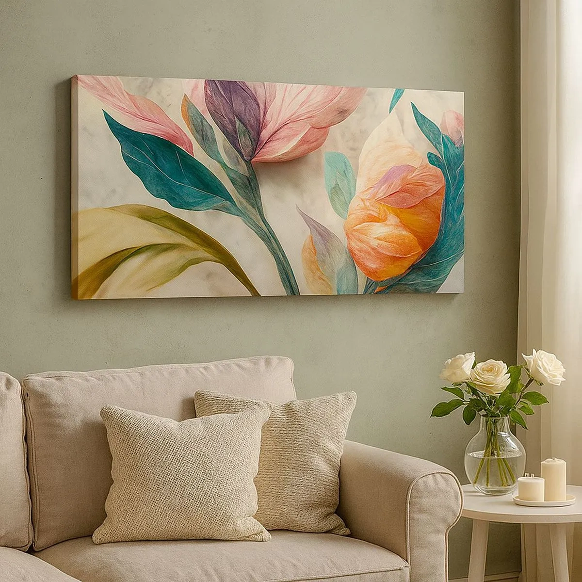 Lærredstryk - Billede på lærred - Blomster på de sydlige øer - 100x40 cm