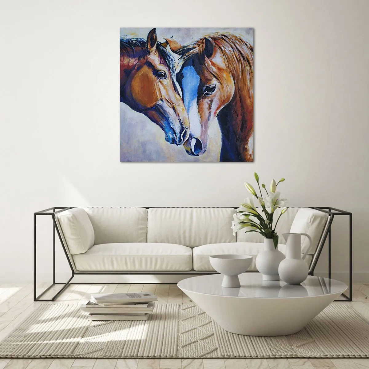 Billede på glas - Er det venskab, er det kærlighed? - 70x70 cm