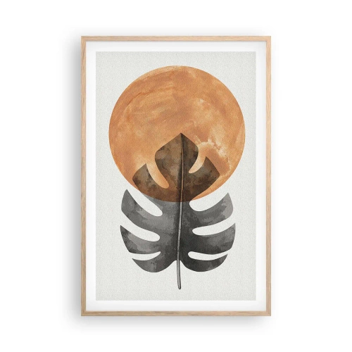 Plakat i ramme af lyst egetræ - Altid solen - 61x91 cm