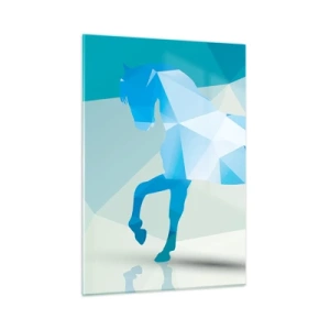 Billede på glas - Geometrisk hest i turkis - 50x70 cm