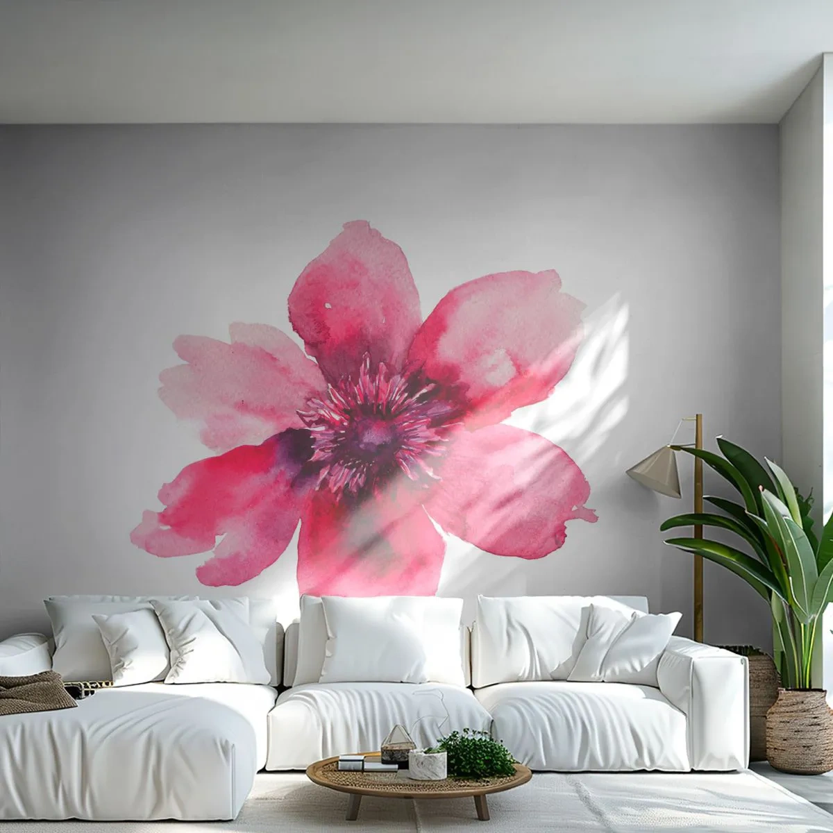 Fototapet Premium Sand - Karminduftende kys - Blomst, Akvareller, Grafik - 100x70 cm