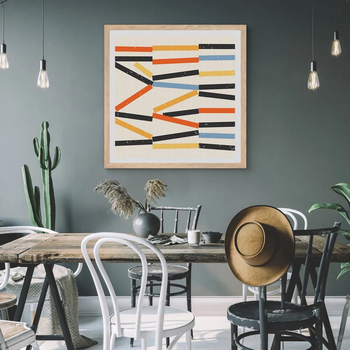 Plakat i ramme af lyst egetræ - Vandret komposition - 60x60 cm