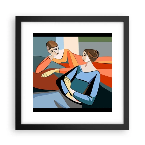 Plakat i sort ramme - Et øjeblik af fortrolighed - 30x30 cm