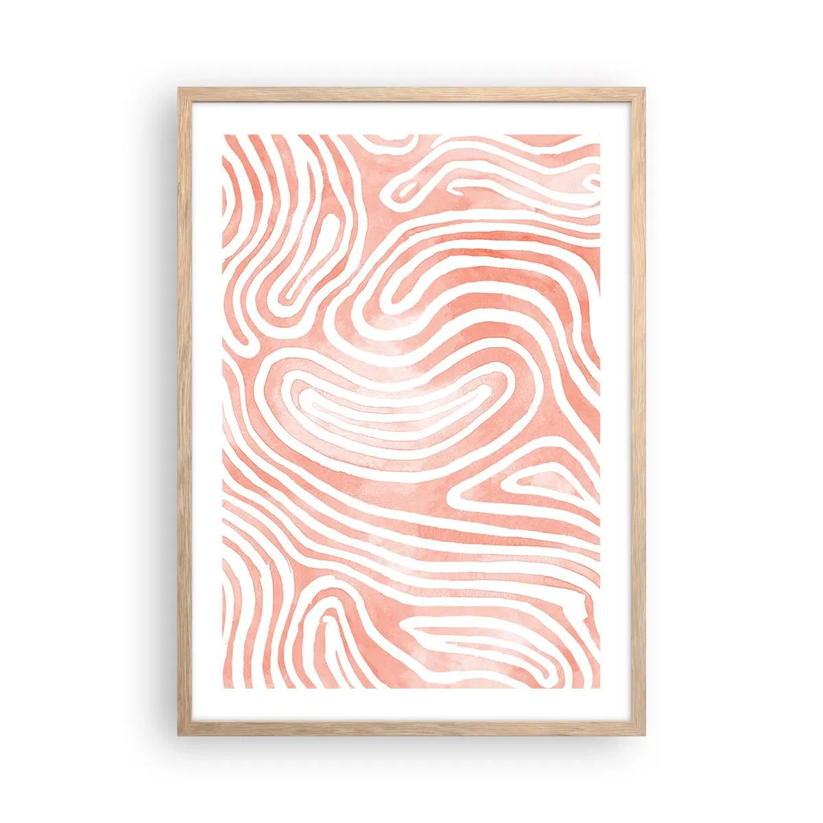 Plakat i ramme af lyst egetræ - I en labyrint af koraller - 50x70 cm